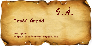 Izsóf Árpád névjegykártya